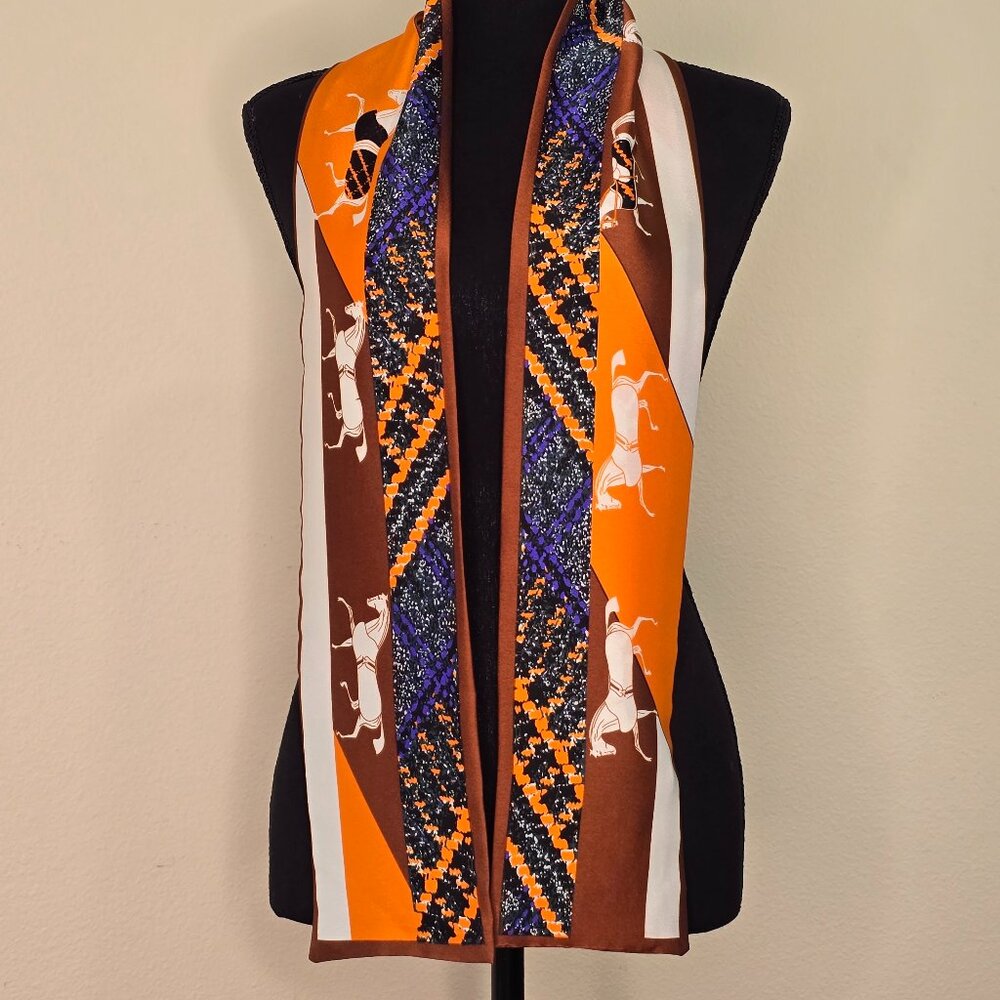 Luxury Equestrian Silk Scarf - Elegant Statement Piece